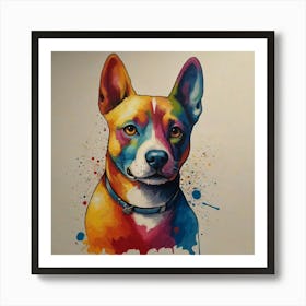 Dog With Paint Splatters Art Print