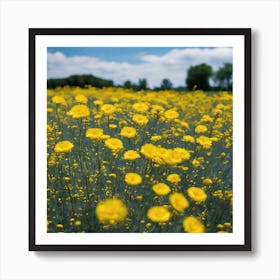 Yellow Flowers In A Field Art Print