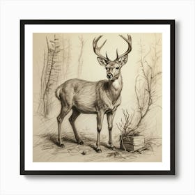 Deer In The Woods 117 Art Print