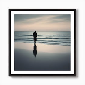 Lonely Man On The Beach 1 Art Print