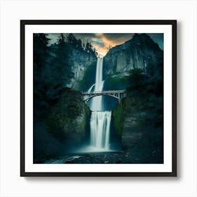 Waterfall At Dusk Art Print