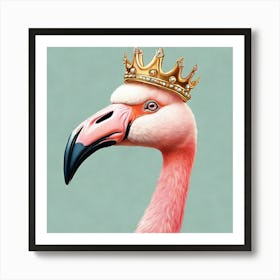 Flamingo With Crown Art Print