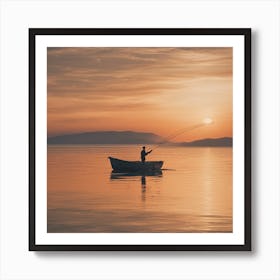 Fishing At Sunset Art Print