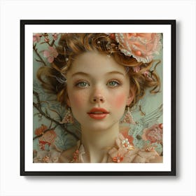 Girl With Flowers 1 Art Print