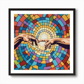 The Creation Of Adam Study in Mosaic Art Print