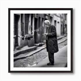 Old Man Smoking Art Print