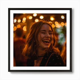 Young Woman Laughing At A Party Art Print