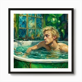 Draco Malfoy takes a bath Art Print