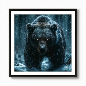 Grizzly Bear In The Snow Art Print