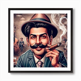 Man Smoking Cigar Art Print