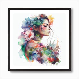 Watercolor Tropical Woman #4 Art Print