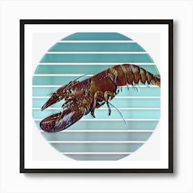 Retro Style Watercolor Crab Lobster Artwork Art Print