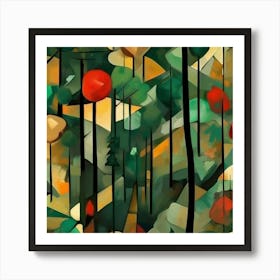 Cubism Art, Abstract forest 2 Art Print