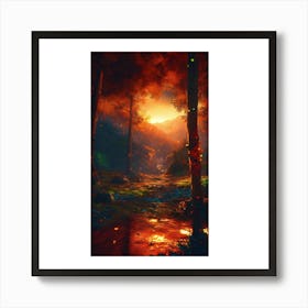 Sunset In The Forest 2 Art Print