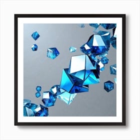 Blue Crystal Cubes Art Print