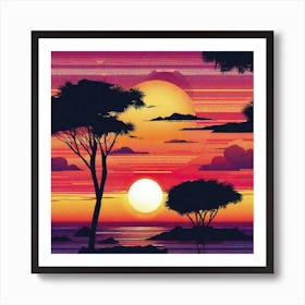 Sunset In The Savannah 2 Art Print