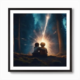 Two Children In The Forest Art Print