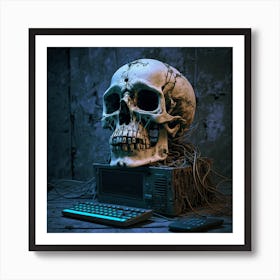 Myeera Human Skull Mixed With An Old Computer In A Retro Futuri 9e1bc33c 9e03 4135 8474 0f7505d3ac28 Art Print