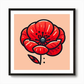 Large red poppy flower, Vector art 1 Art Print