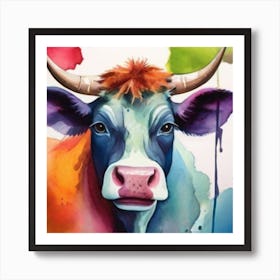 Colorful Cow Art Print