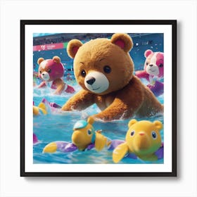 Teddy Bears In The Pool Art Print