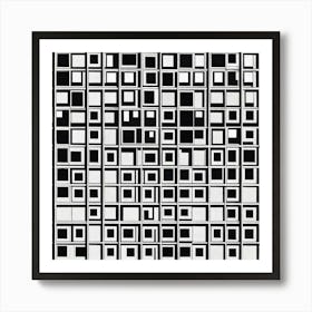 Abstract Black And White Squares Art Print