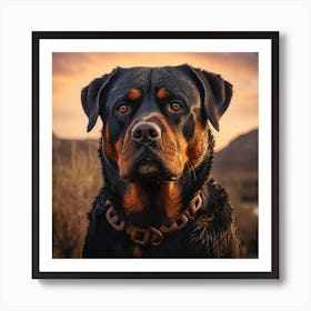 Rottweiler Dog Portrait Art Print