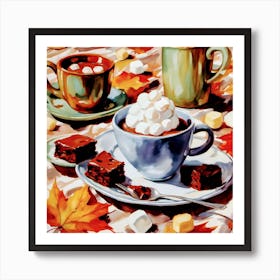 Hot Chocolate And Brownies Art Print