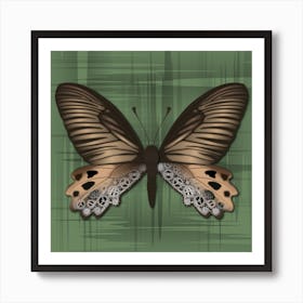 Mechanical Butterfly The Atrophaneura Horishana On A Green Background Art Print