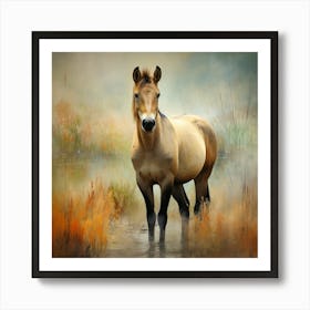 Horse In Water Art Print