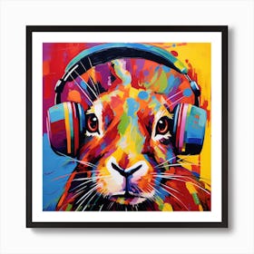 Rabbit With Headphones 2 Art Print