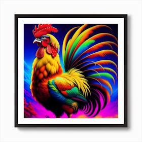 Rooster Fantails Art Print