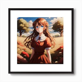 Anime Girl In A Field 2 Art Print