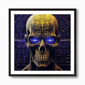 Skull With Blue Eyes Art Print