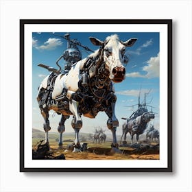 Surreal Cyborg Cows On A Farm Ai Art Depot 24 Art Print