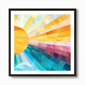 Abstract Sun Rays Sea Rainbow Colorful Poster