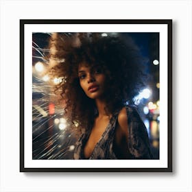 Portrait Of A Young Woman At Night Art Print