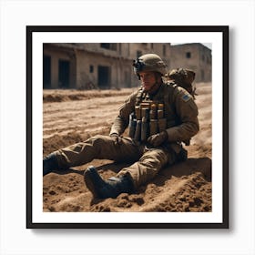 Soldier In The Sand Art Print