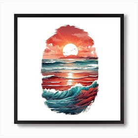 Sunset Over The Ocean Art Print