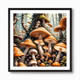 Mushrooms In The Forest 17 Art Print