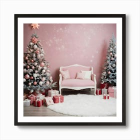 Pink Christmas Tree 2 Art Print