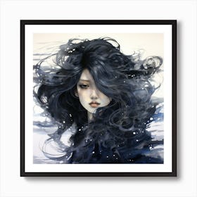 Girl With Black Hair Art Print