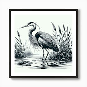 Illustration Heron Art Print