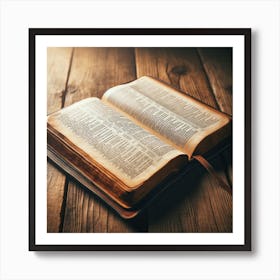 Bible Open On Wooden Table Art Print