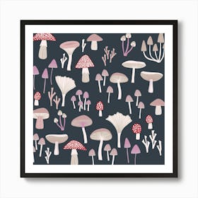 Mushrooms Toadstools And Fungi Dark Art Print