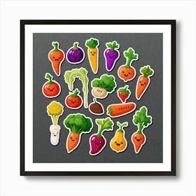 Vegetable Stickers Art Print