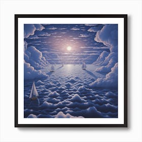 Sailboats In The Clouds Art Print