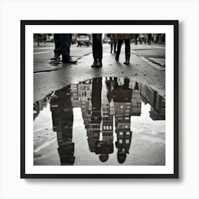 Capture The Reflection Of A Cityscape Landscape Or Person In A Puddle Mirror Or Glass Surface Creati 1754765505 Art Print