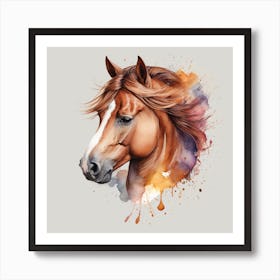 Watercolor Horse Head Art Print