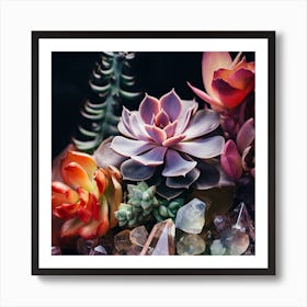 Succulents And Crystals Art Print